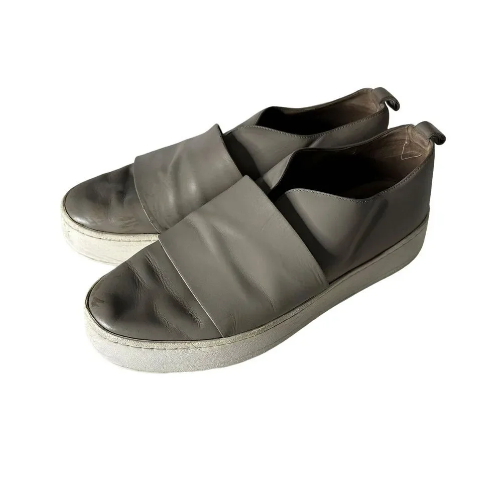 Vince Women's Platform Sneakers Size 9 Wallace Leather‎ Gray Slip On Shoes